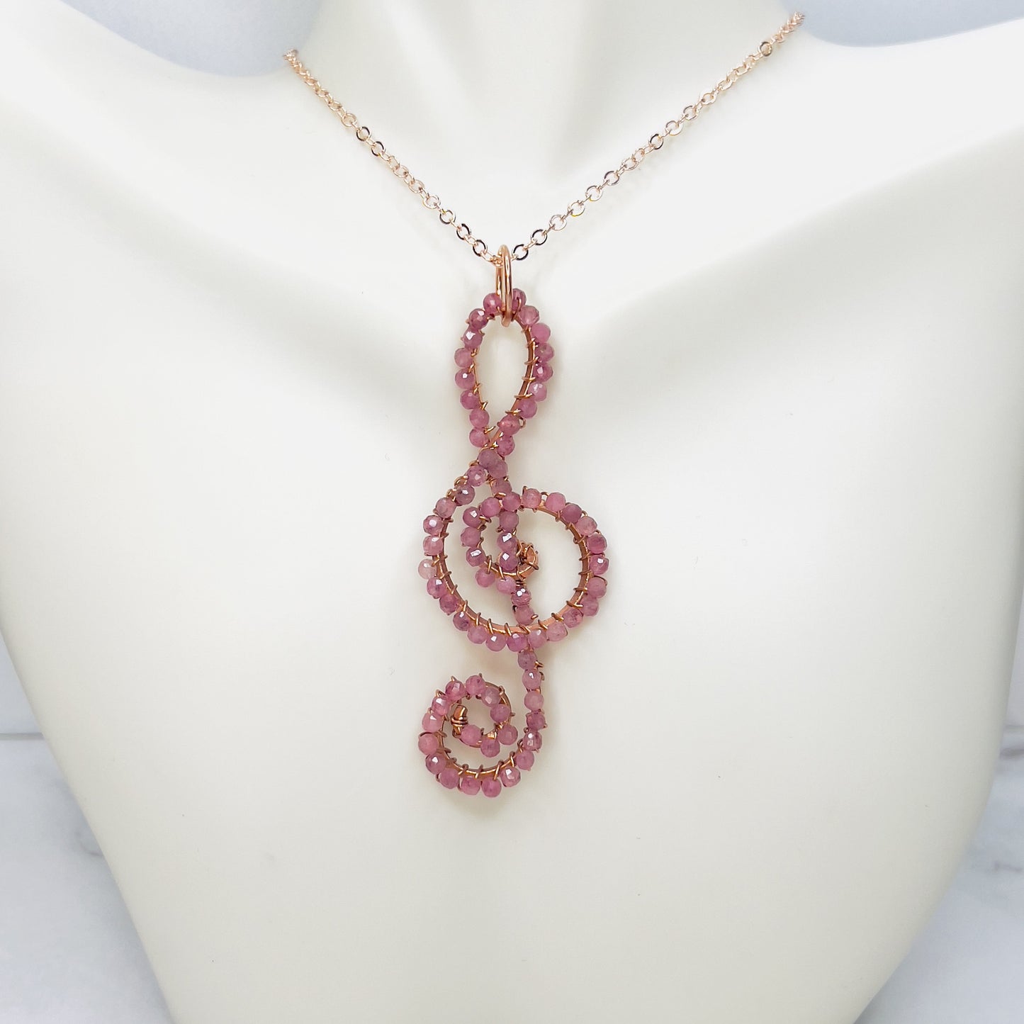 Pink Tourmaline Treble Clef