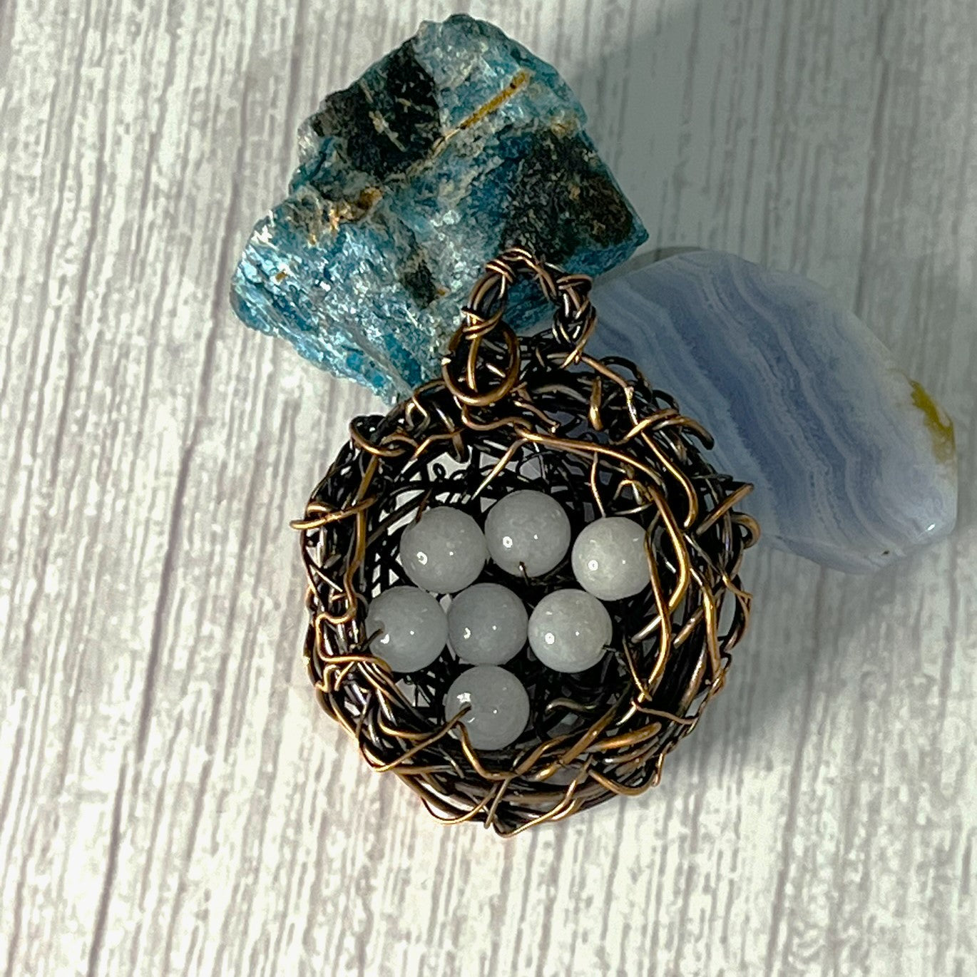 Aquamarine Birds Nest Pendant