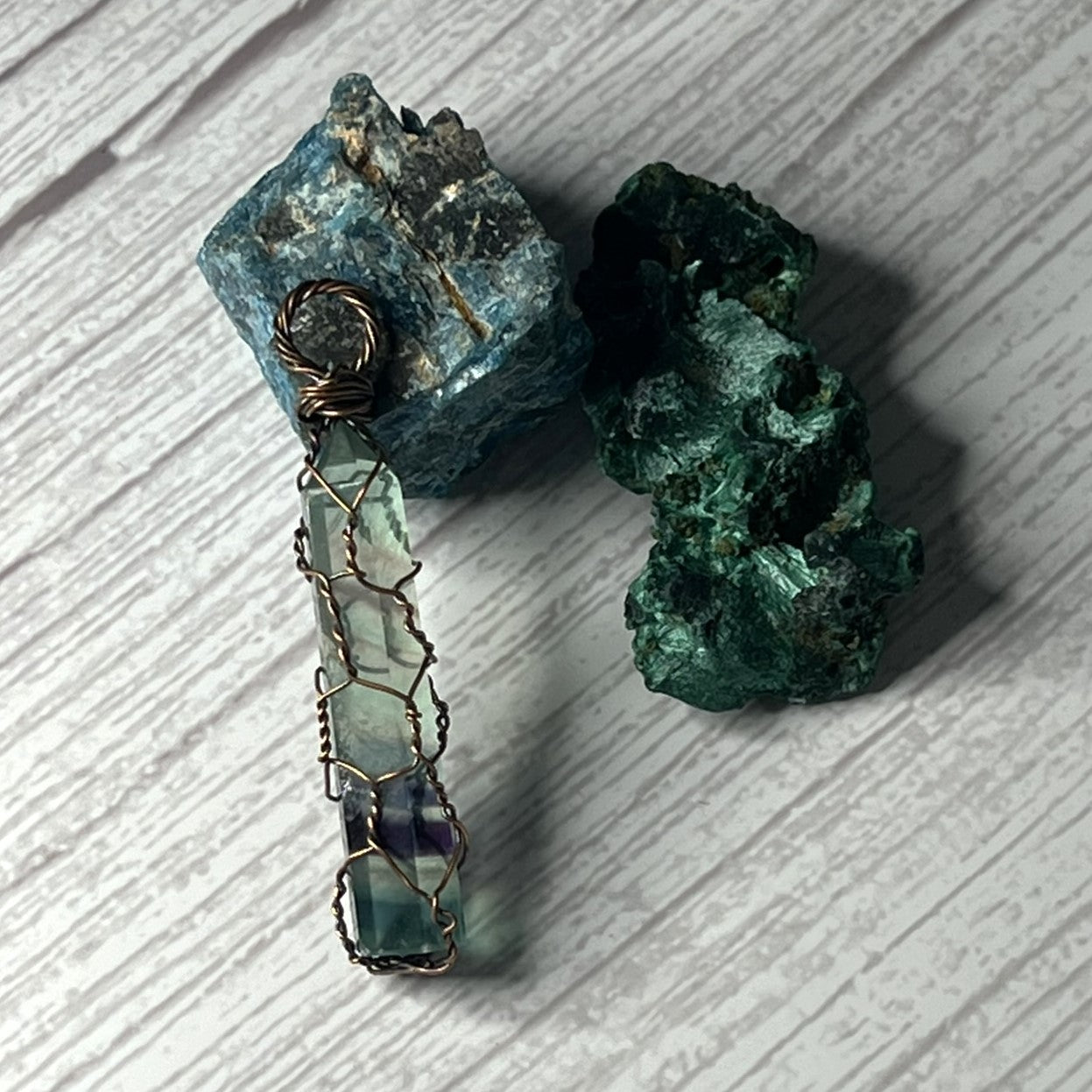 Fluorite Large Point with Copper Wire Cage