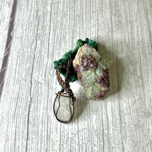 Quartz Woven Copper Wrapped Pendant