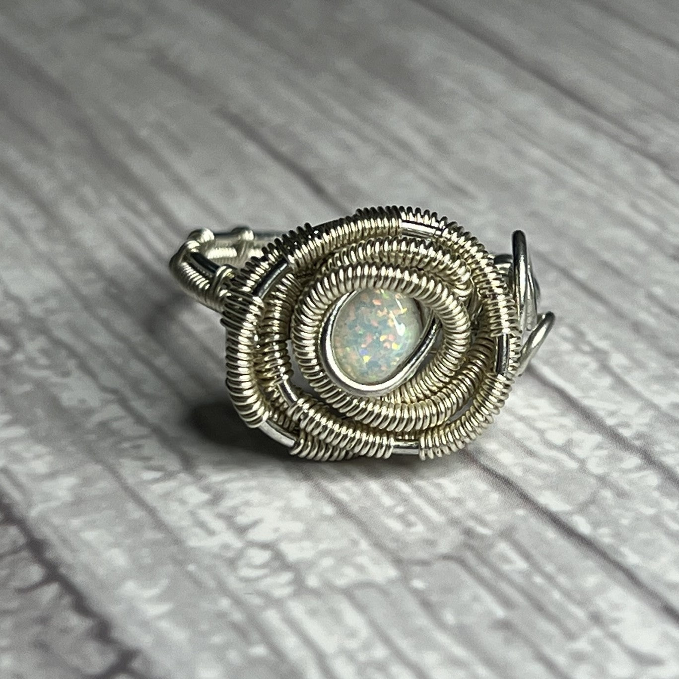 Kyocera Opal Woven Ring. Size 8