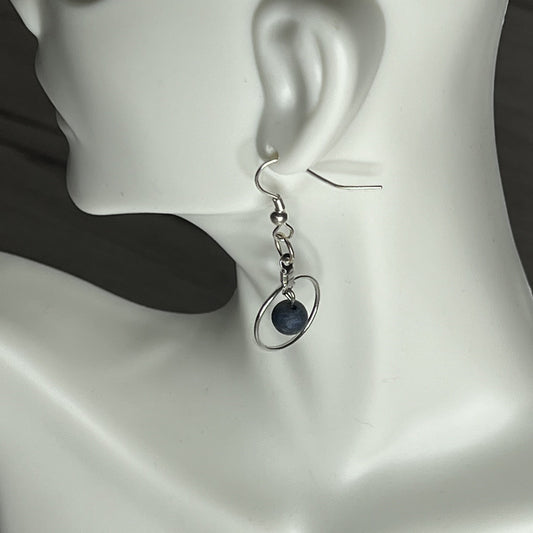 Lapis Lazuli Circle and Bead Earrings