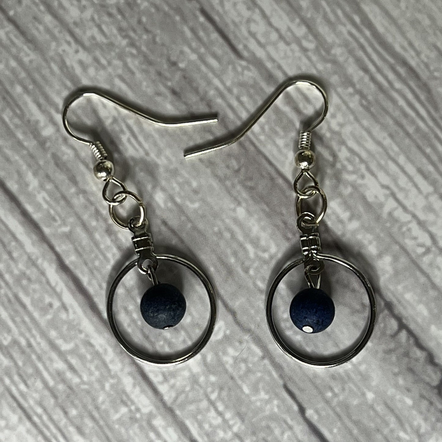 Lapis Lazuli Circle and Bead Earrings