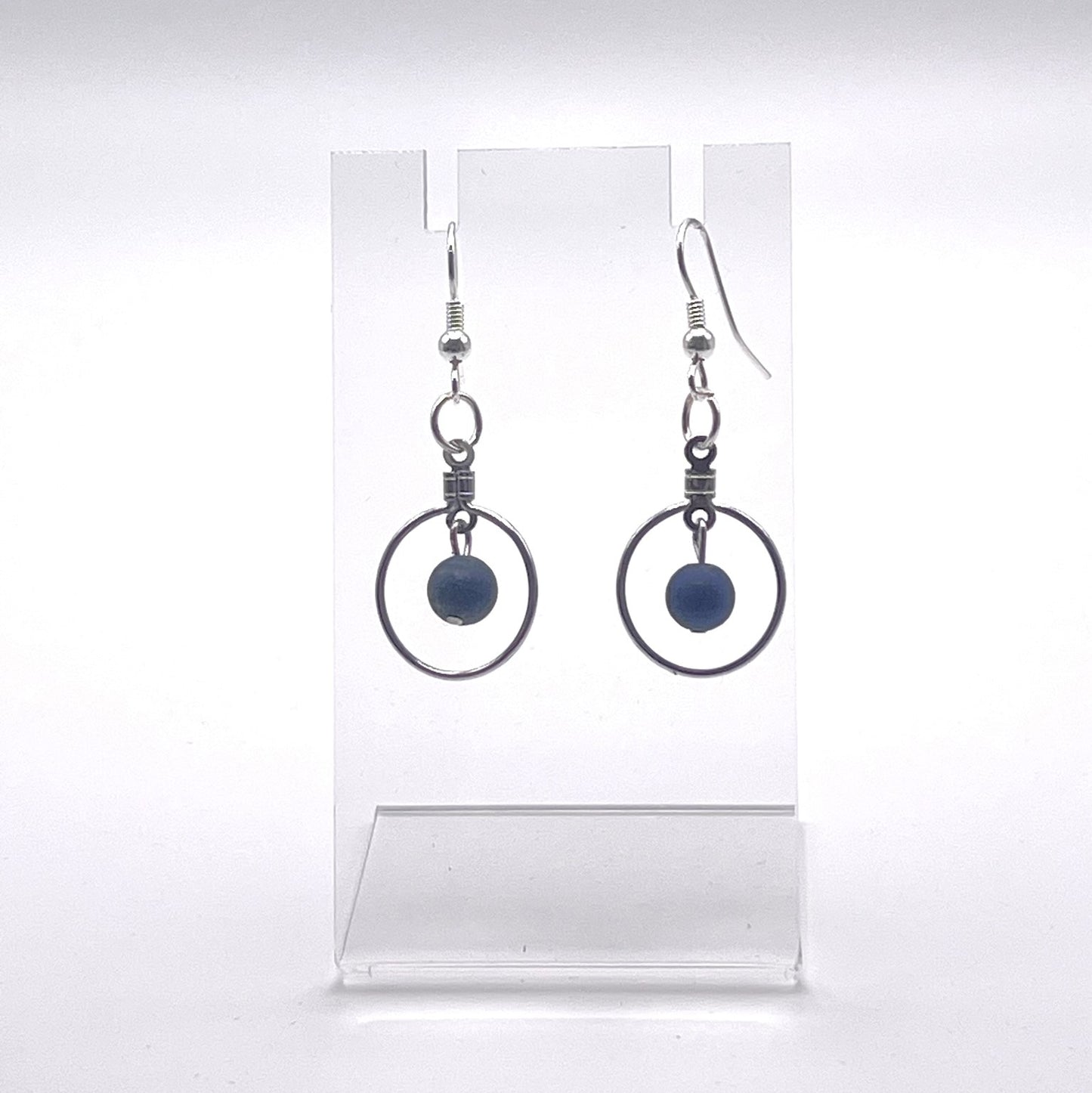 Lapis Lazuli Circle and Bead Earrings