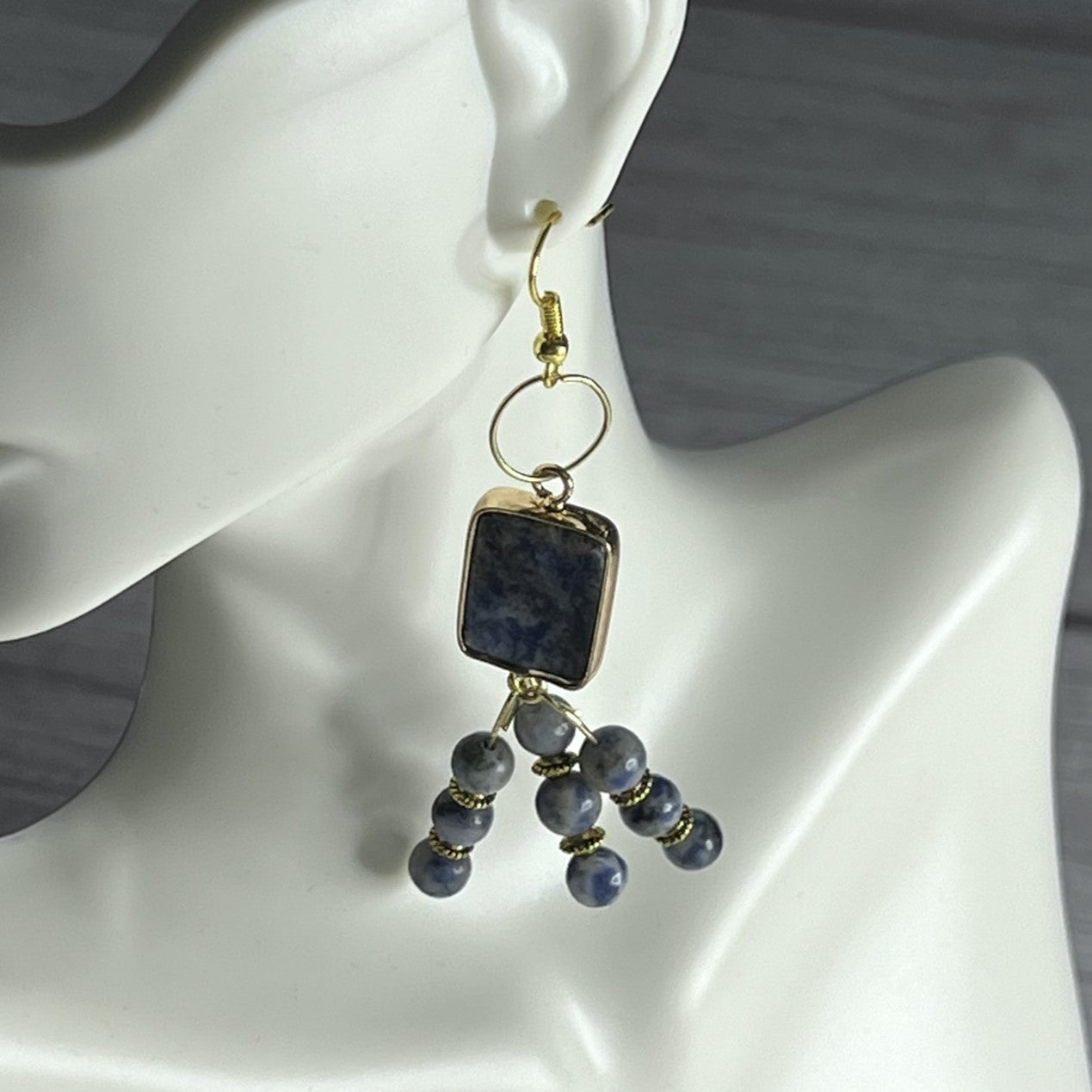 Sodalite Rectangle Chandelier Earrings