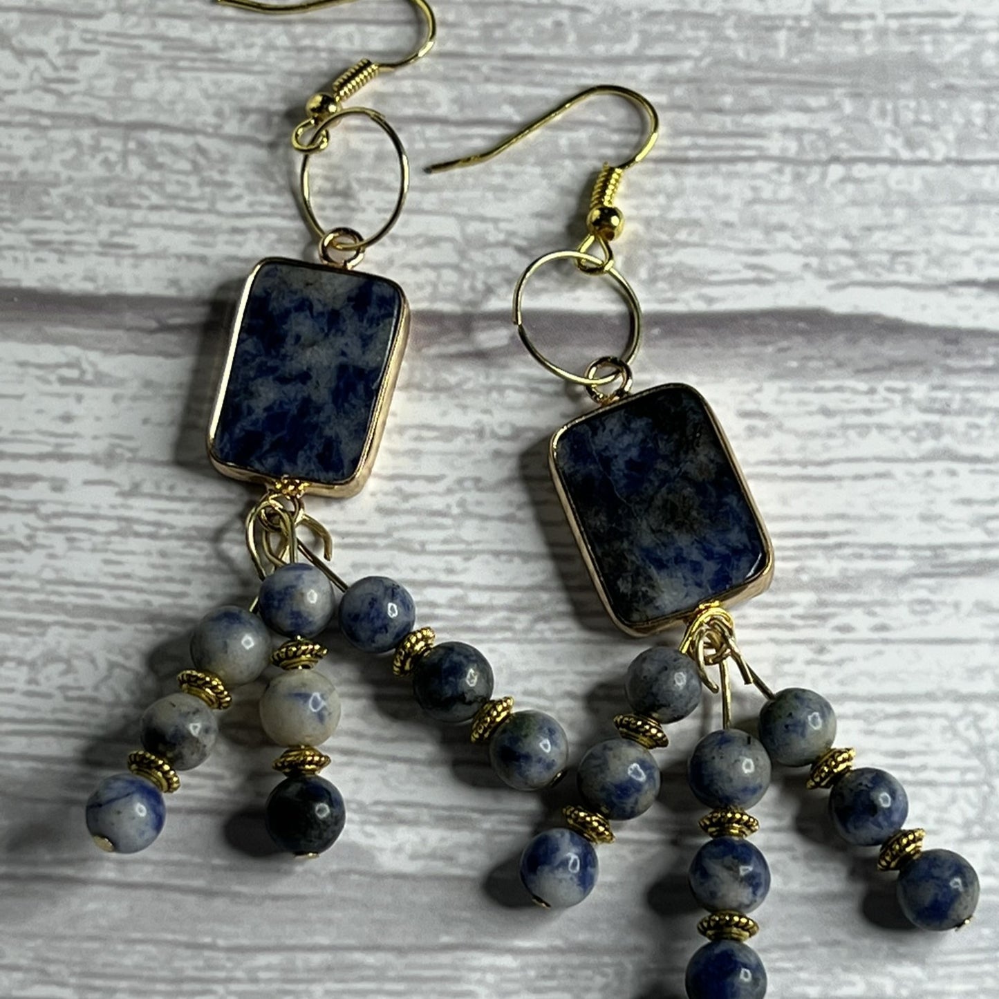 Sodalite Rectangle Chandelier Earrings