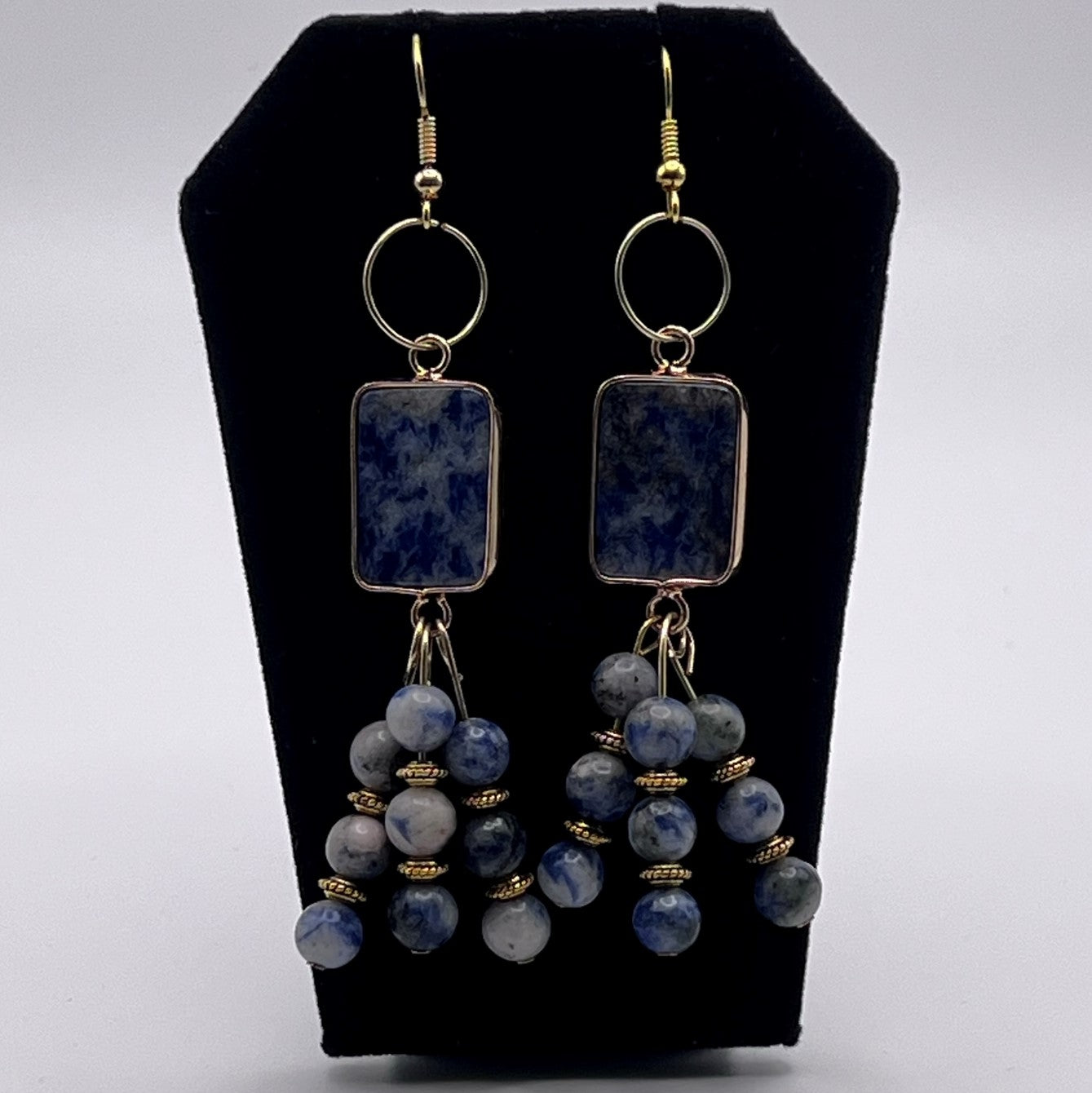 Sodalite Rectangle Chandelier Earrings