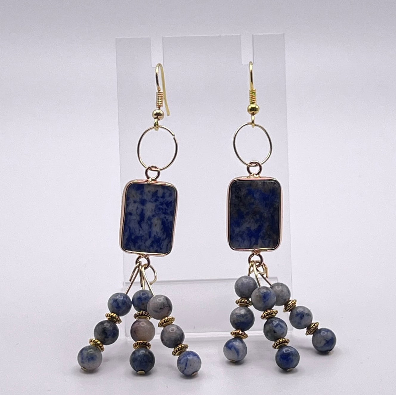 Sodalite Rectangle Chandelier Earrings