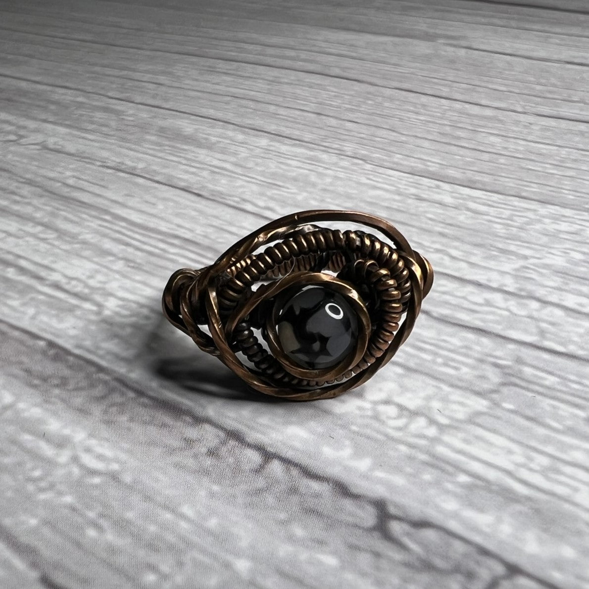 Jasper (Dragons Vein) Copper Wrapped Ring Size 5.5