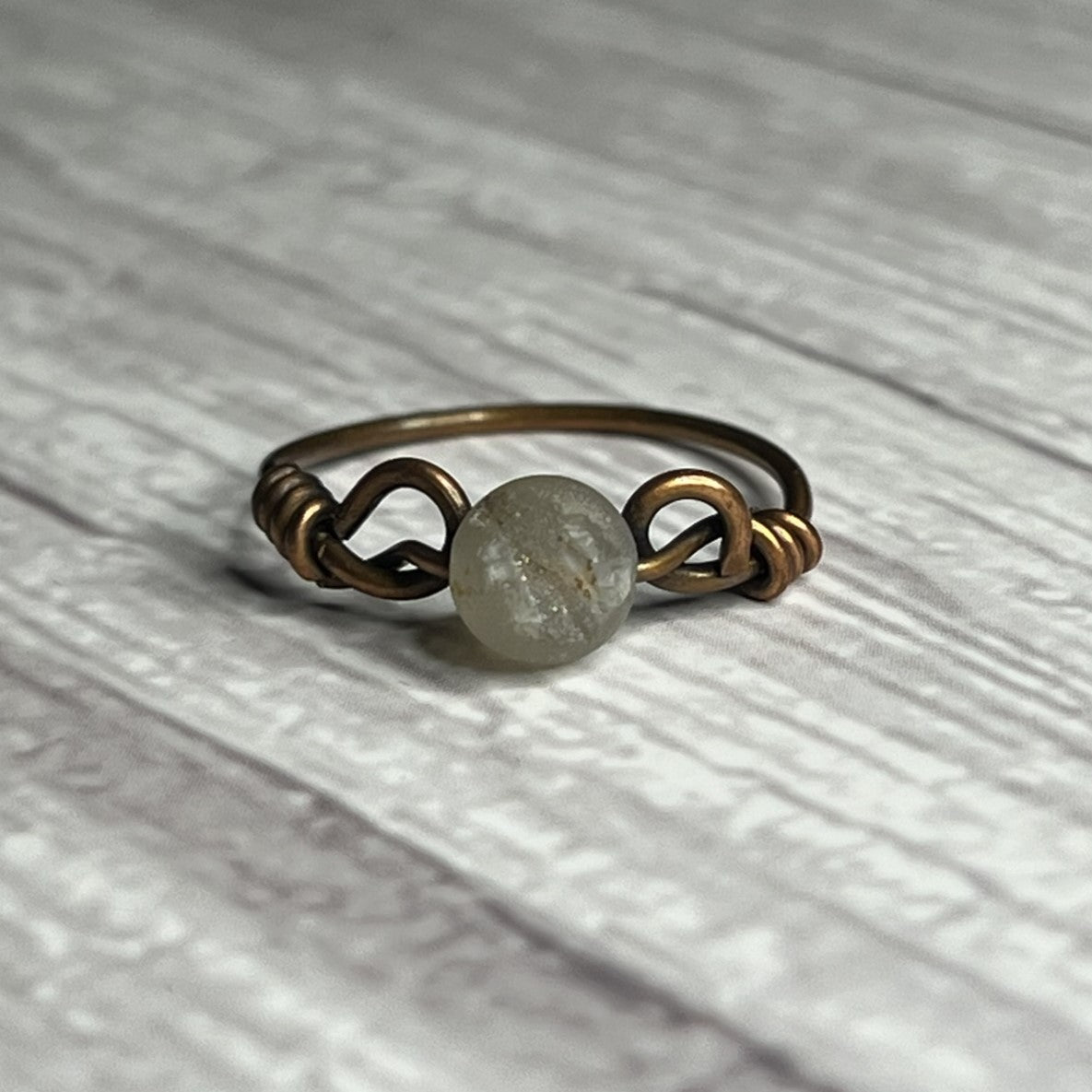 Agate (Pearl Druzy) Ring. Size 5.5