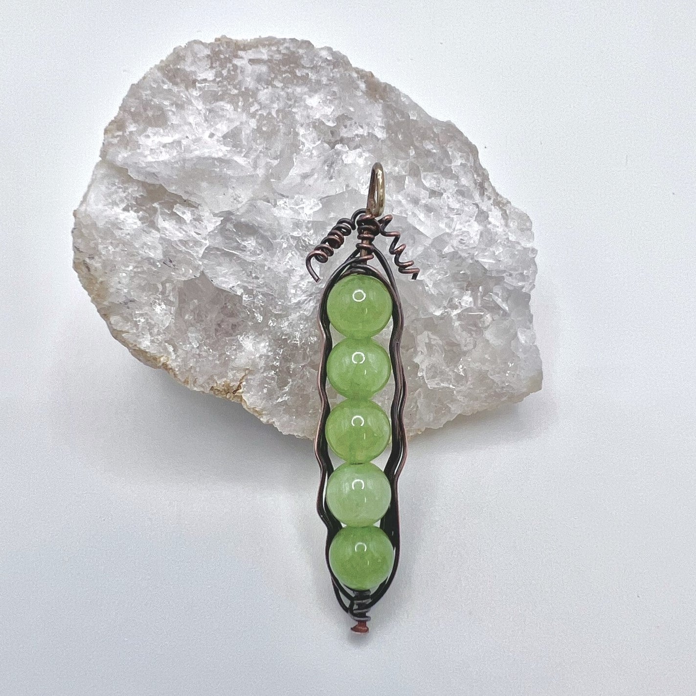 Peridot Copper Pea Pod Pendant