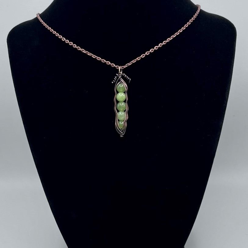 Peridot Copper Pea Pod Pendant