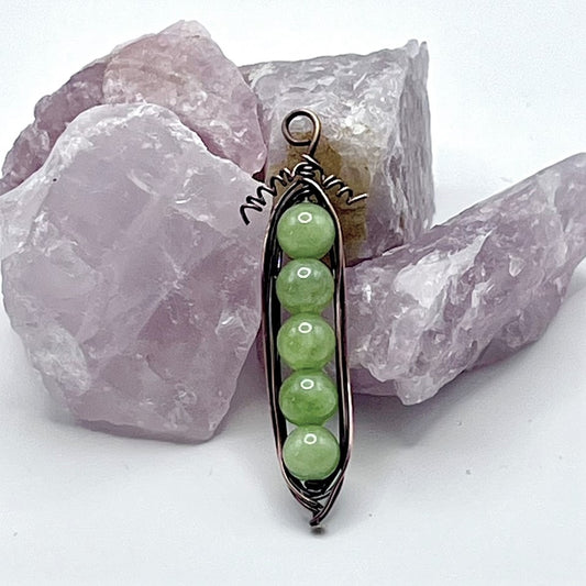 Peridot Copper Pea Pod Pendant