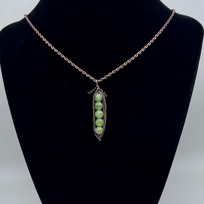 Peridot Copper Pea Pod Pendant