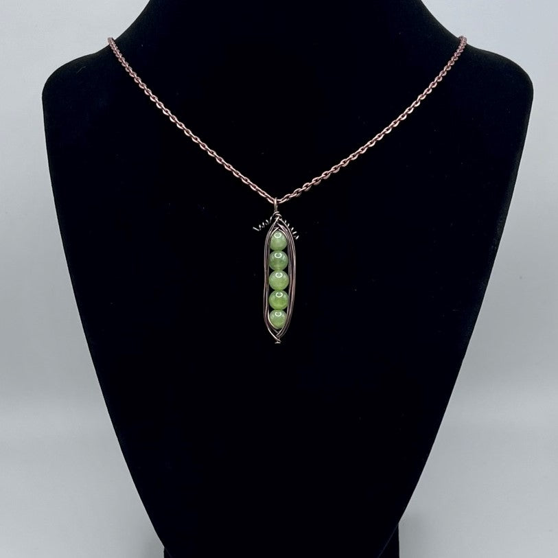 Peridot Copper Pea Pod Pendant Mini Set