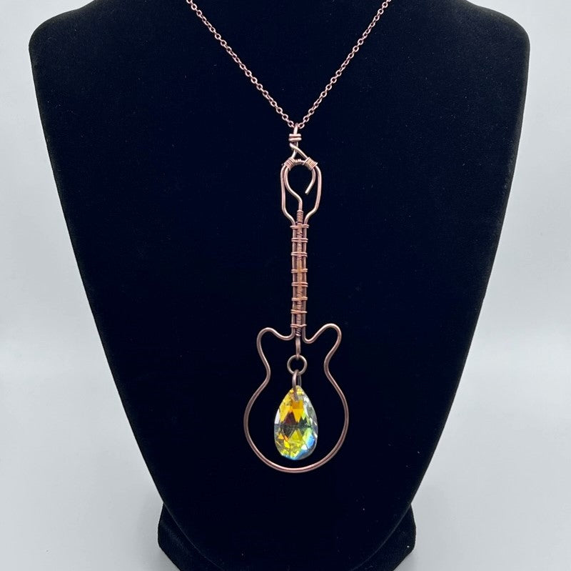 Crystal Bead Guitar Pendant