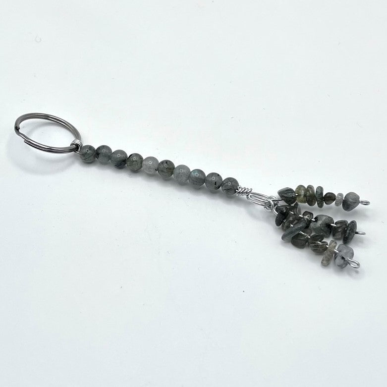 Crystal Chip Labradorite Keychain