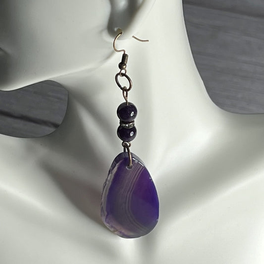 Agate Slice Earrings in Purple