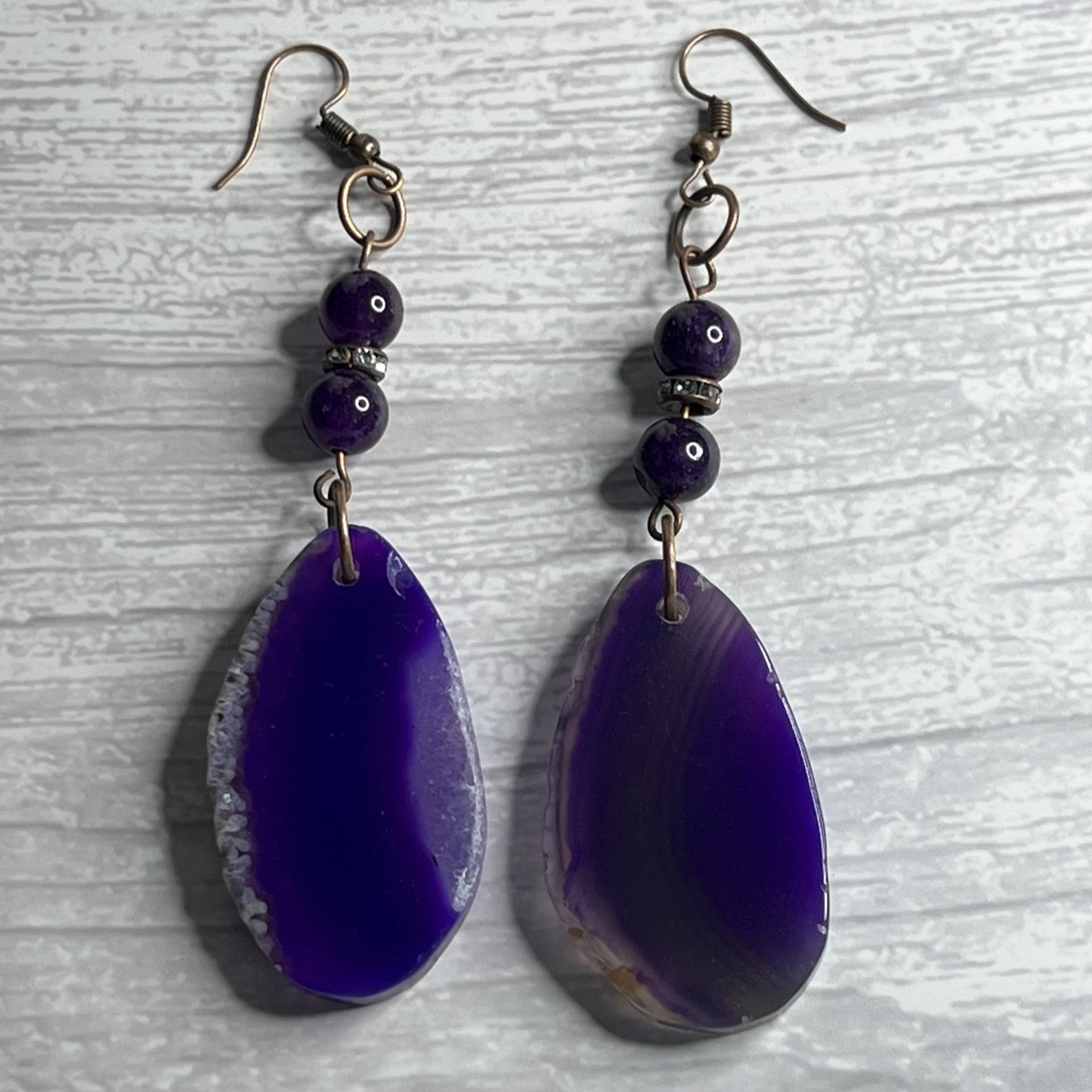 Agate Slice Earrings in Purple