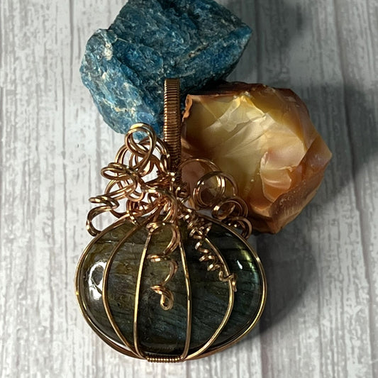 Labradorite Pumpkin Pendant