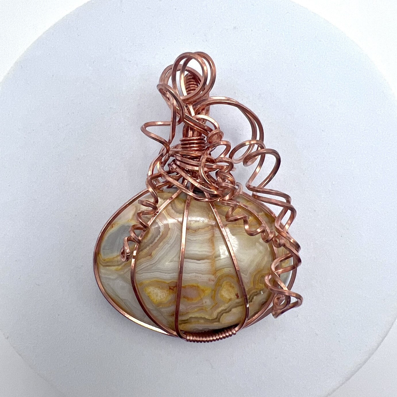 Agate (Crazy Lace) Pumpkin Pendant