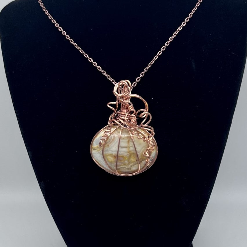 Agate (Crazy Lace) Pumpkin Pendant