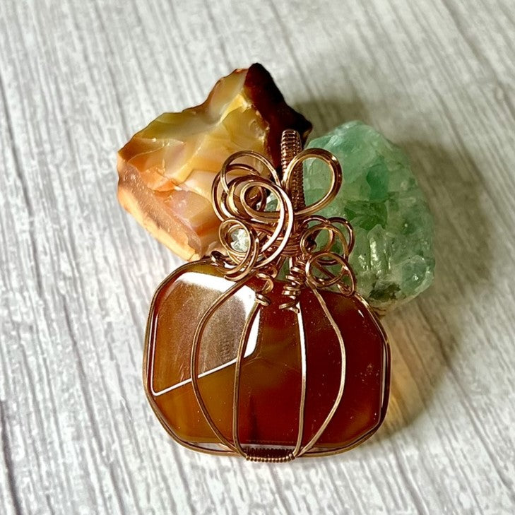 Agate (Carnelian) Pumpkin Pendant