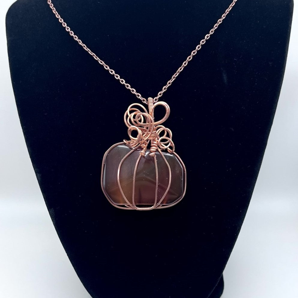 Agate (Carnelian) Pumpkin Pendant