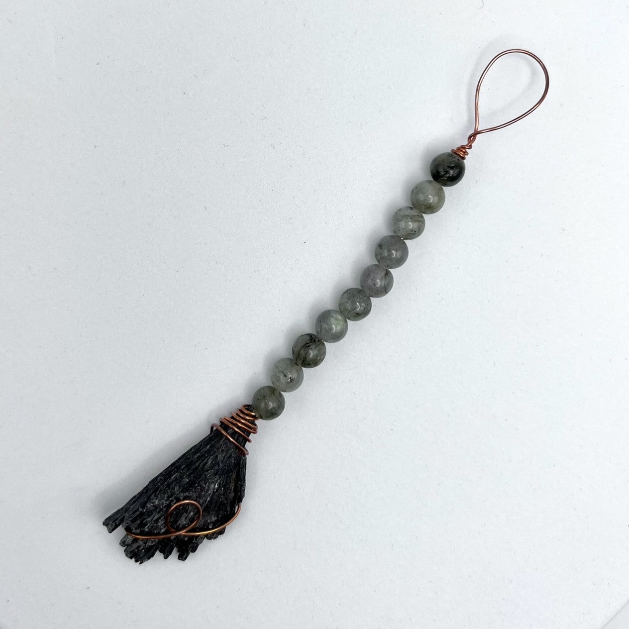 Kyanite Witch's Broom with Labradorite Bead Handle