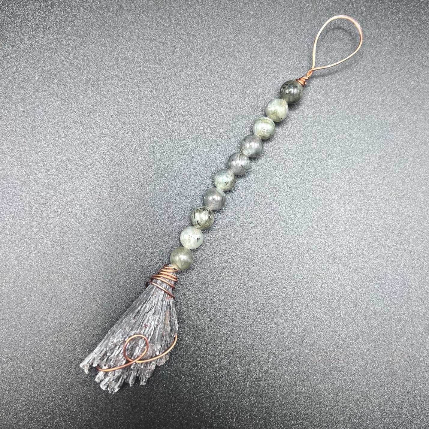 Kyanite Witch's Broom with Labradorite Bead Handle