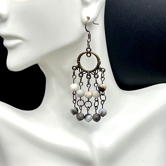 Brass Chandelier Earrings with 6mm Amazonite Beads