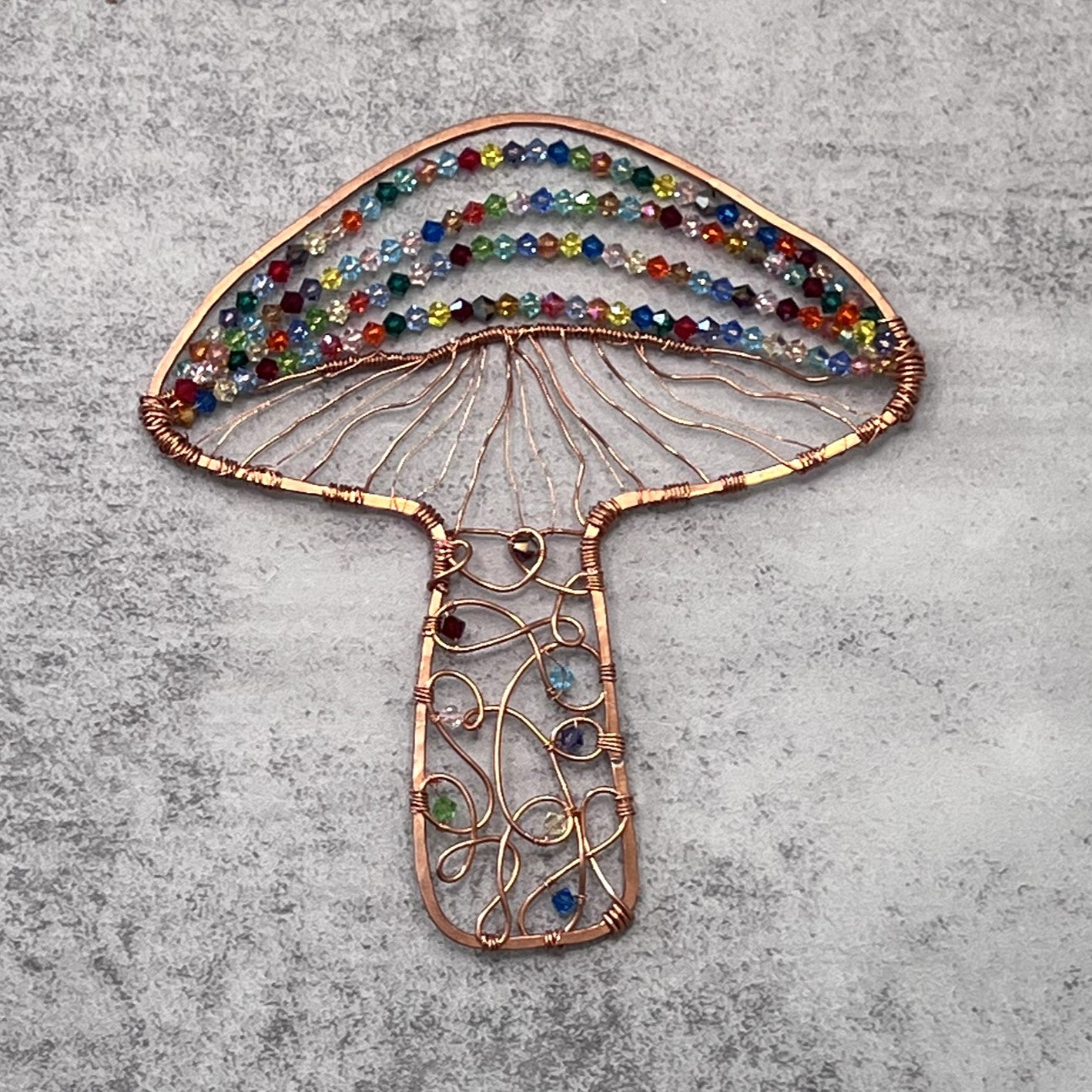 Large Copper Mushroom Suncatcher