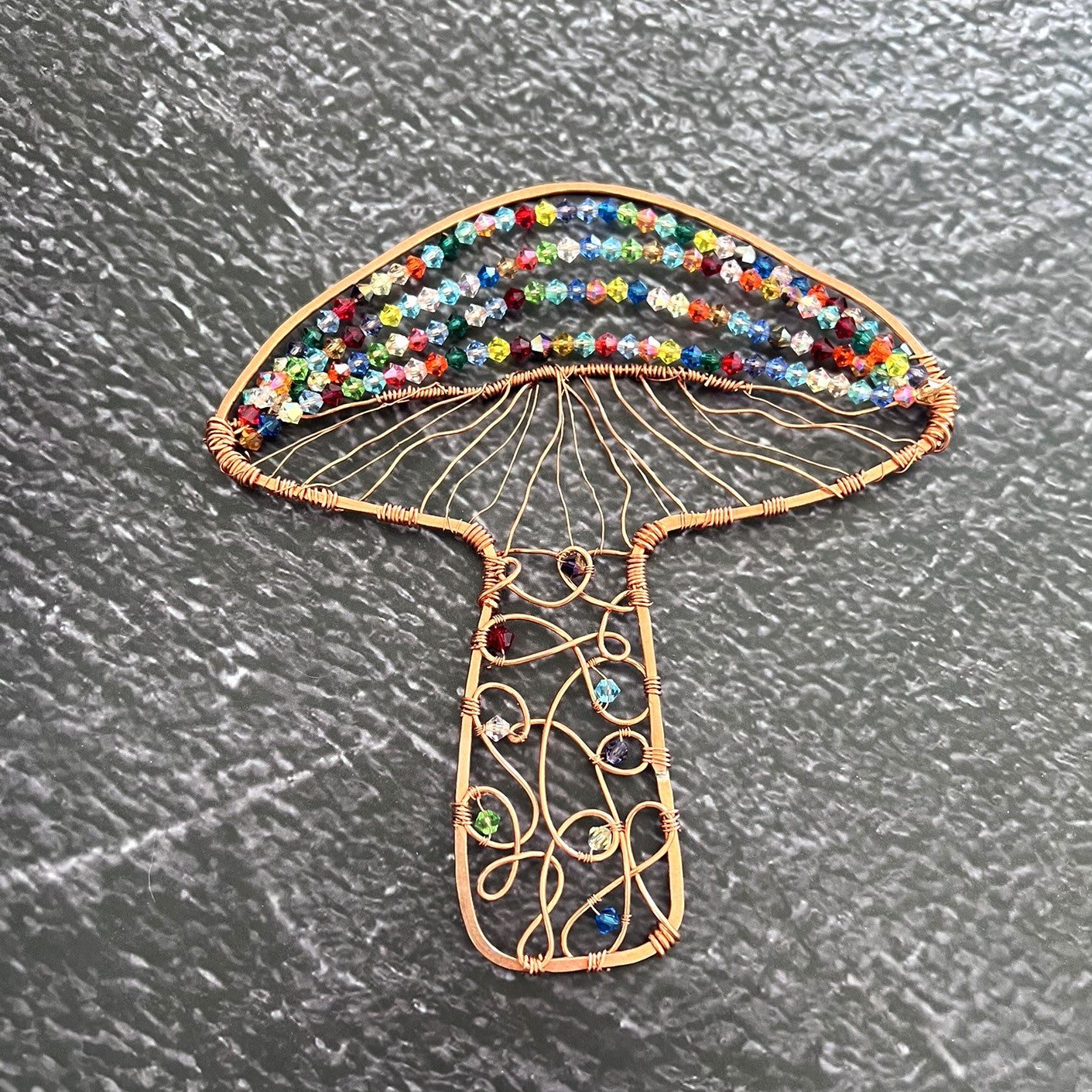 Large Copper Mushroom Suncatcher