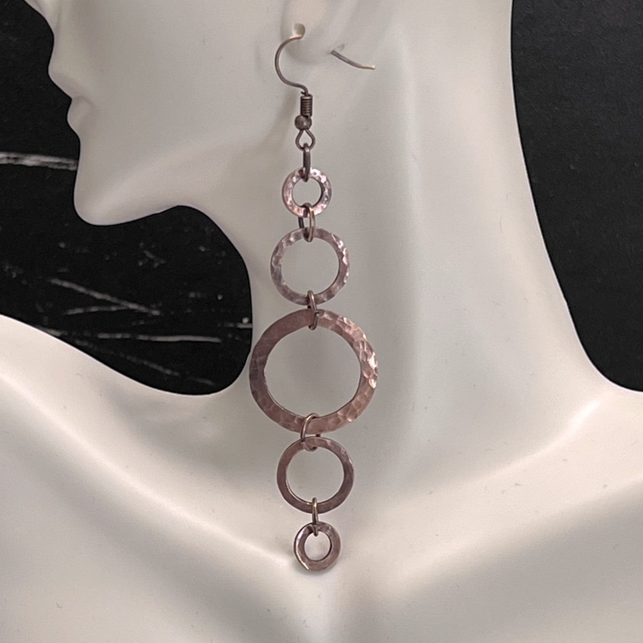 Hammered Copper Circle Dangle Earrings