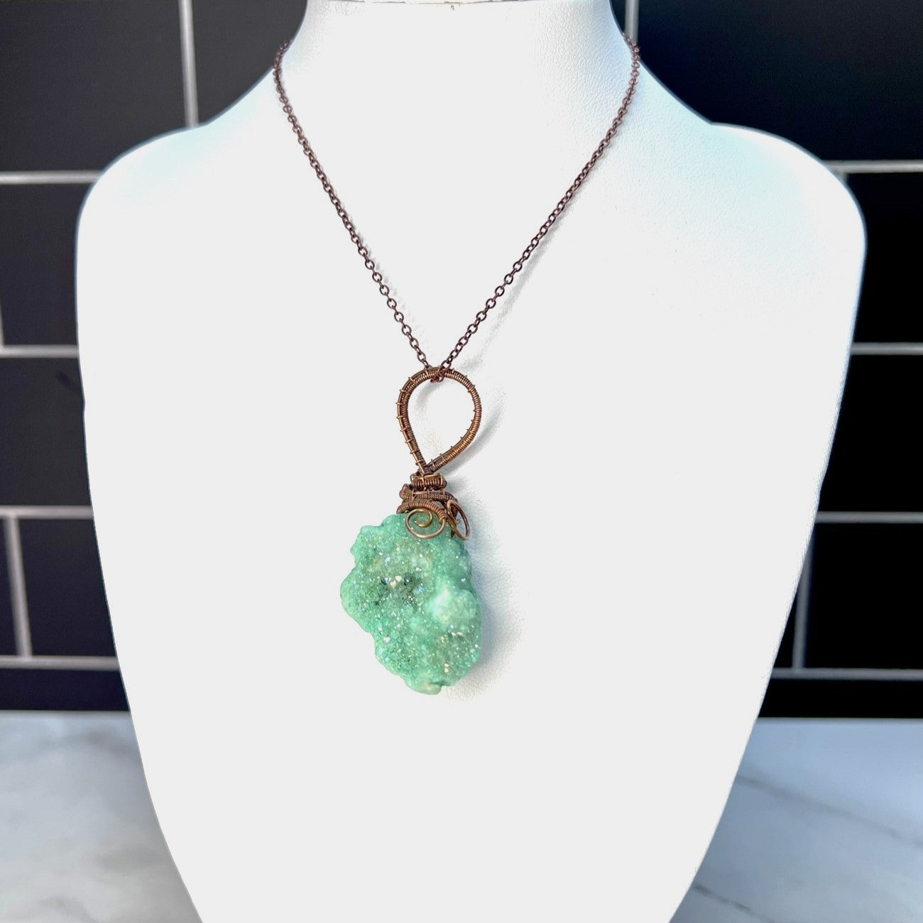 Dyed Agate Druzy Copper Woven Pendant