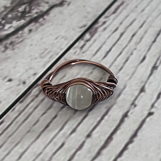 Selenite Bead Ring Size 6.5