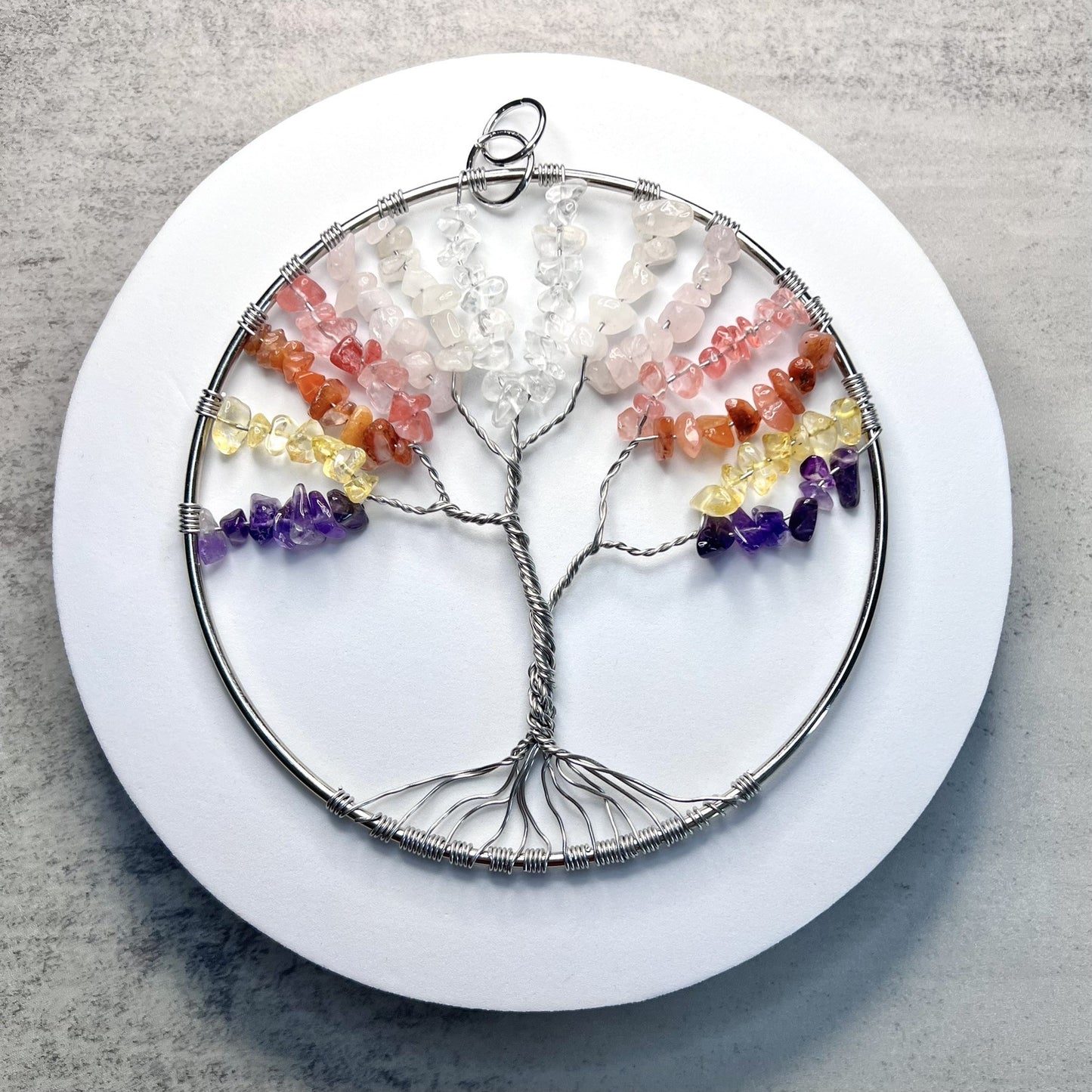 Multi-Color Crystal Chip Tree-Of-Life Sun Catcher