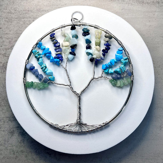 Multi-Color Crystal Chip Tree-Of-Life Suncatcher