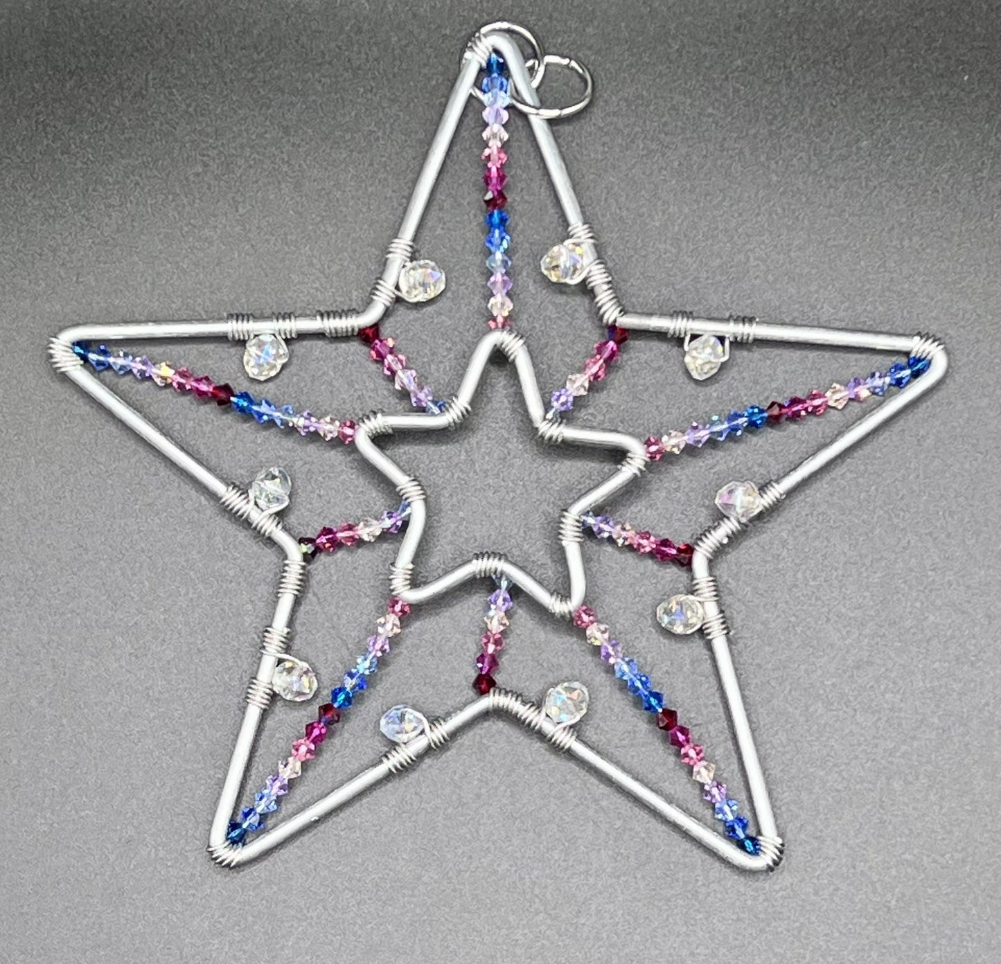 Star-Shaped Crystal Suncatcher in Blues and Reds