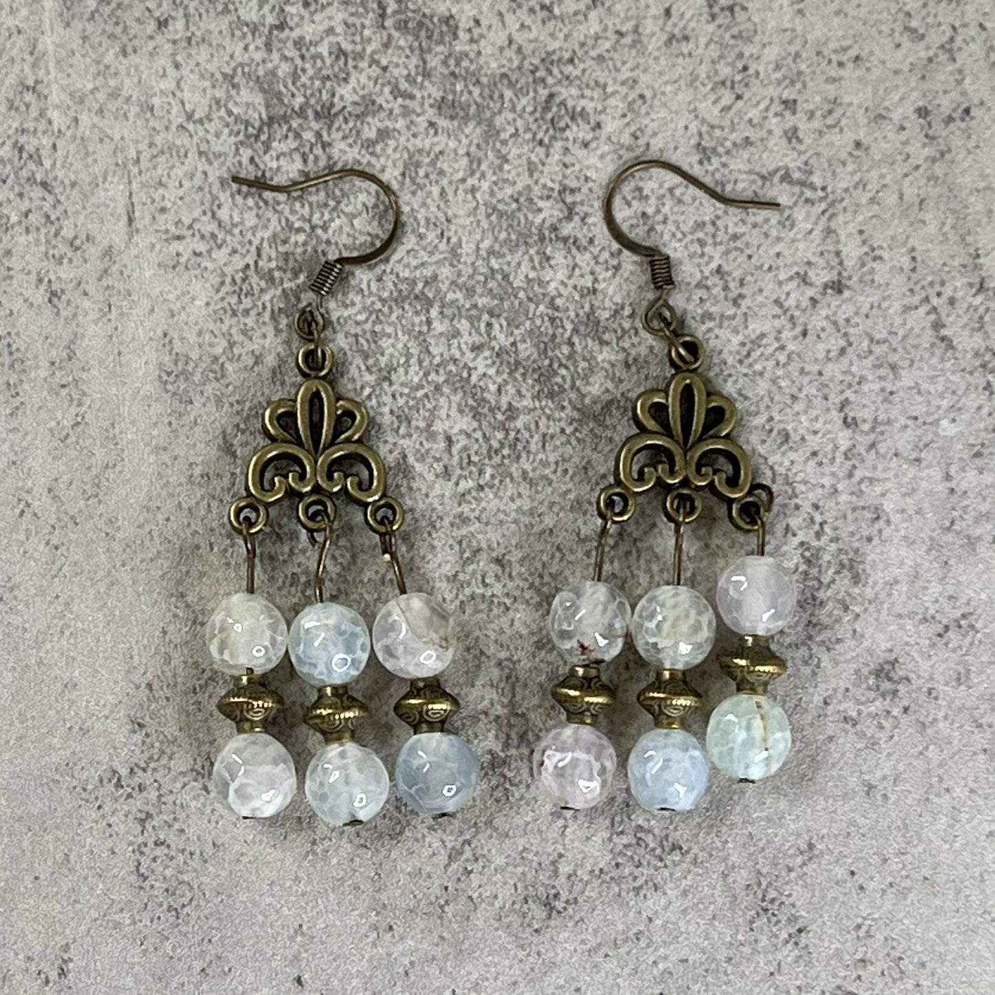 Faceted Agate Chandlier Earrings on Brass Base