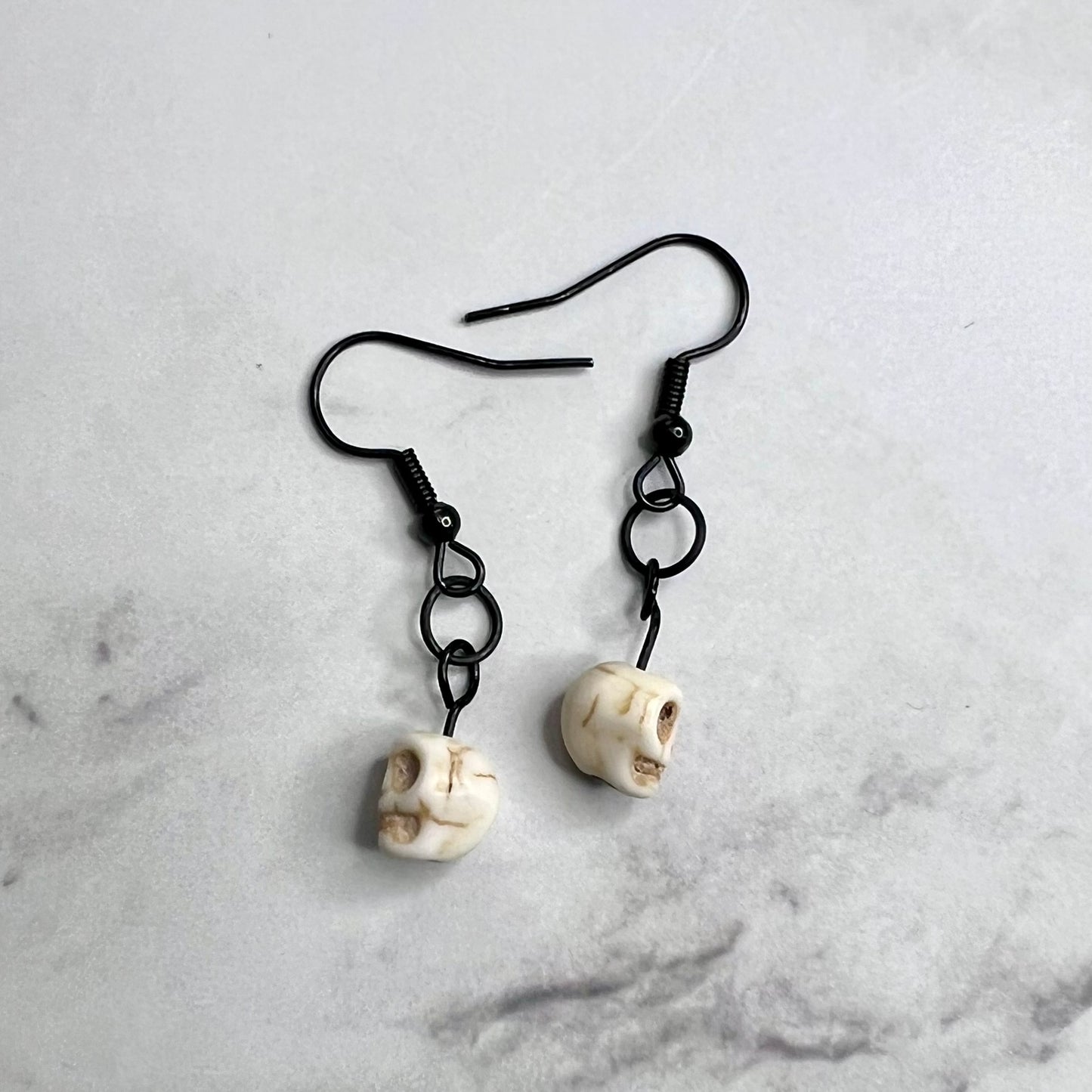 Howlite Skull Earrings