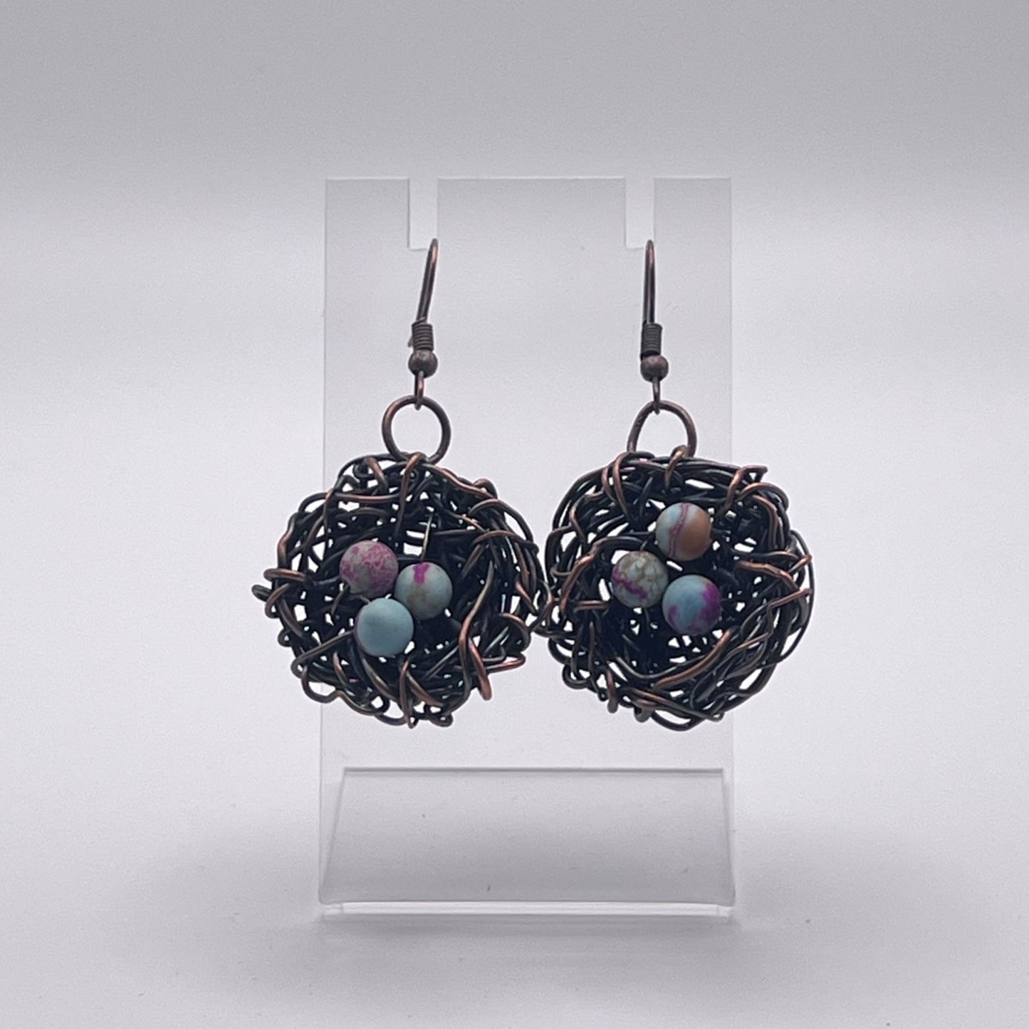 Jasper (Imperial) Bead Birds Nest Earrings