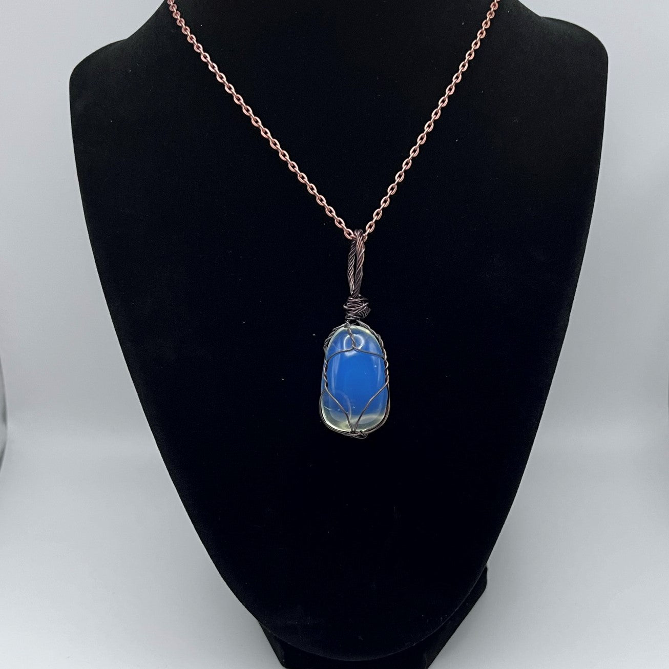 Opalite Pendant with Copper Wire Cage