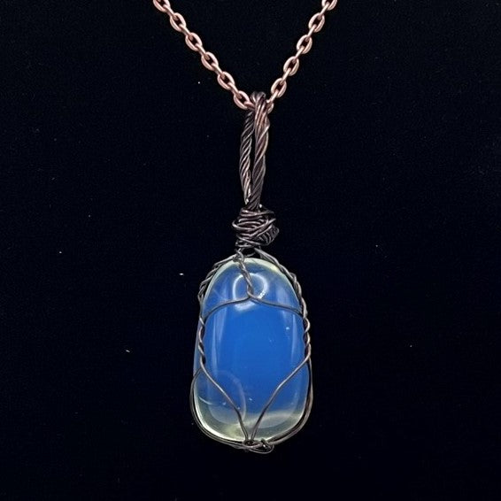 Opalite Pendant with Copper Wire Cage