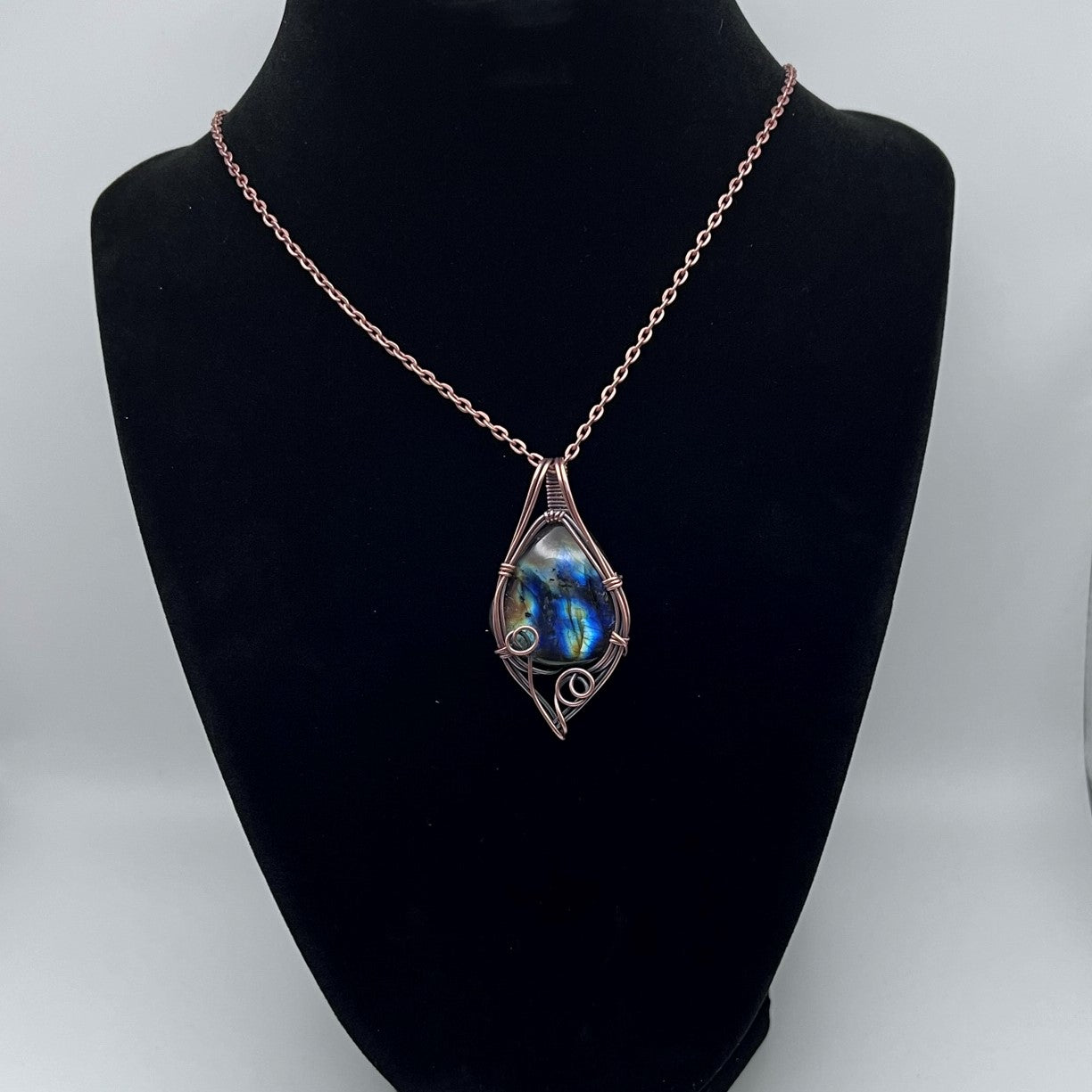 Labradorite Large Teardrop Pendant with Curl Detail