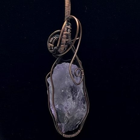 Amethyst Woven Large Pendant with Raw Stone