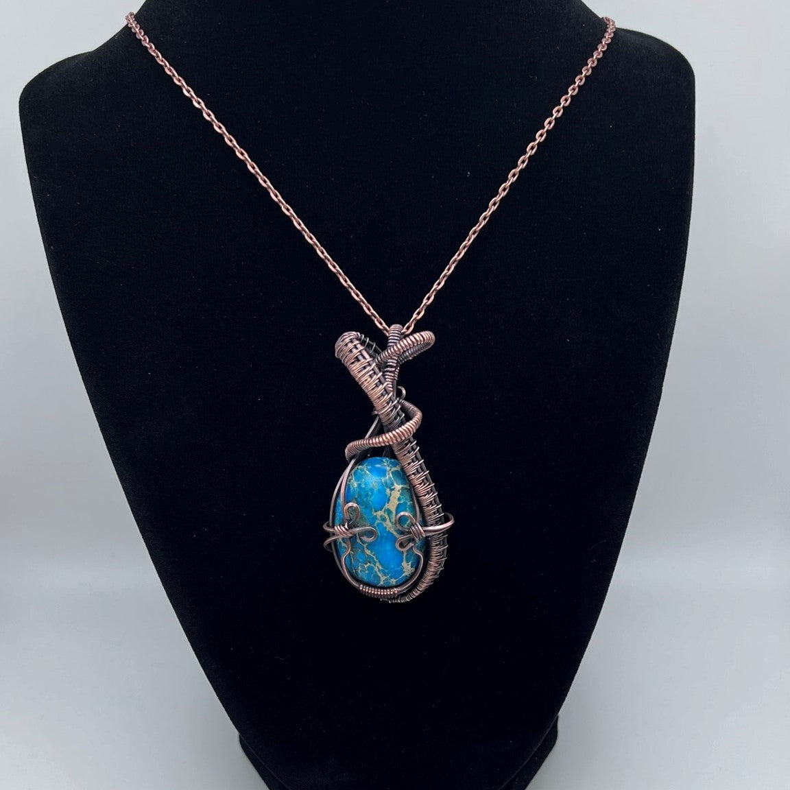 Jasper (Sea Sediment) Woven Copper Wrapped Pendant