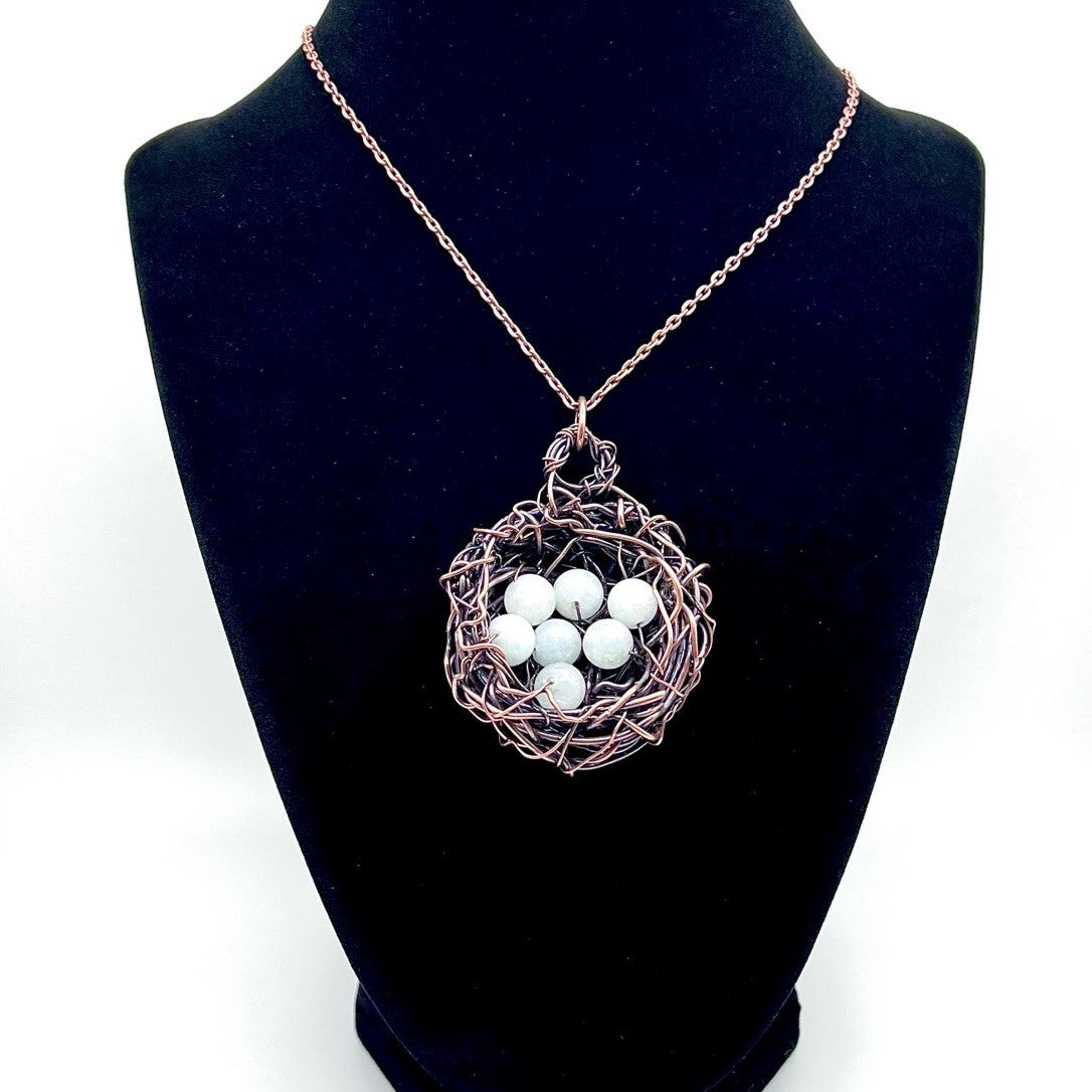 Aquamarine Birds Nest Pendant